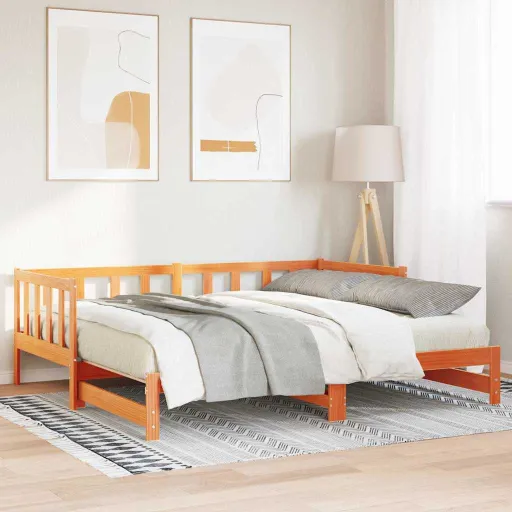 Cama de Dia com Puxador Marrom Cera 203,5 x 184 x 66 cm