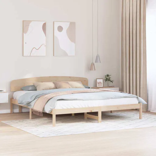 Estrutura da Cama com Cabeceira Natural 200 x 200 cm