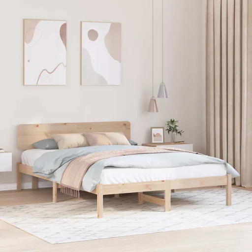 Estrutura da Cama com Cabeceira Natural 200 x 200 cm