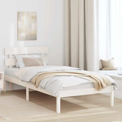 Estrutura da Cama Branco 80 x 200 cm Madeira de Pinho Maciça