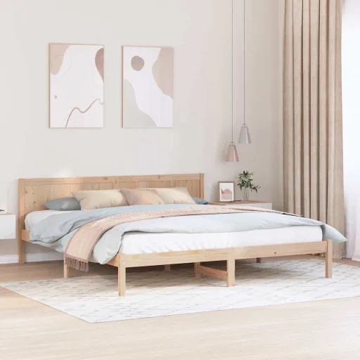 Estrutura da Cama Castanho 200 x 200 cm Madeira de Pinho Maciça