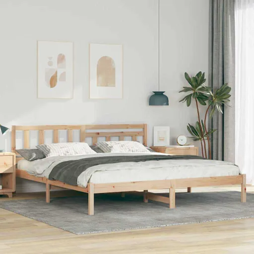 Estrutura da Cama com Cabeceira Castanho 200 x 200 cm