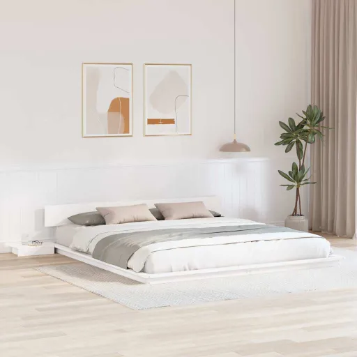Estrutura da Cama Branco 200 x 200 cm Madeira