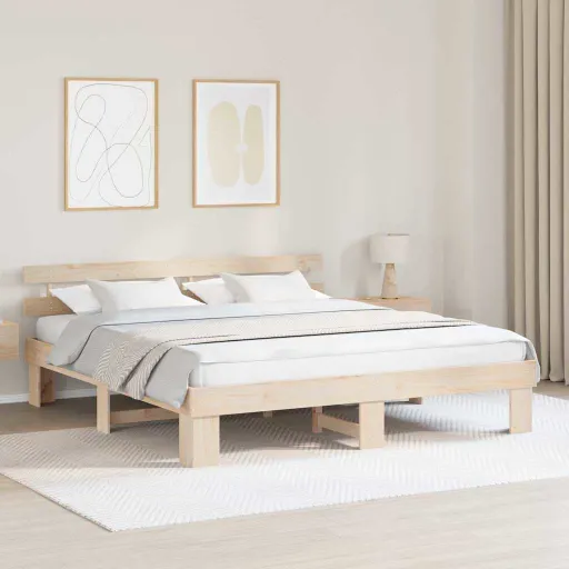 Estrutura da Cama com Cabeceira Natural 200 x 200 cm
