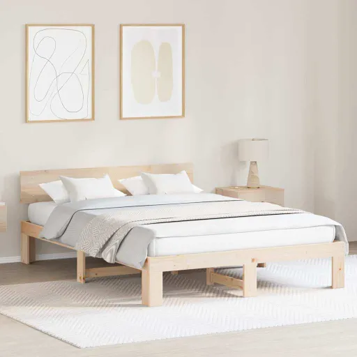 Estrutura da Cama com Cabeceira Natural 140 x 200 cm