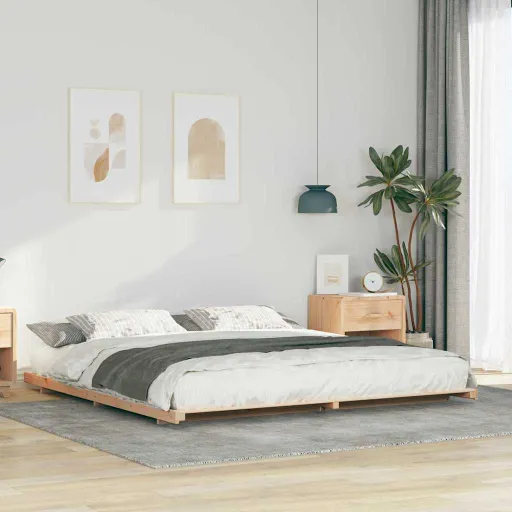 Estrutura de Cama de Chão Castanho 200 x 200 cm