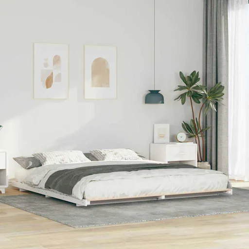 Estrutura de Cama de Chão Branco 180 x 200 cm