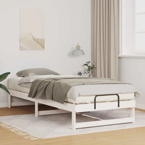 Estrutura da Cama Branco 80 x 220 cm Madeira de Pinheiro Sólida