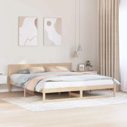 Estrutura da Cama com Cabeceira Natural 200 x 200 cm