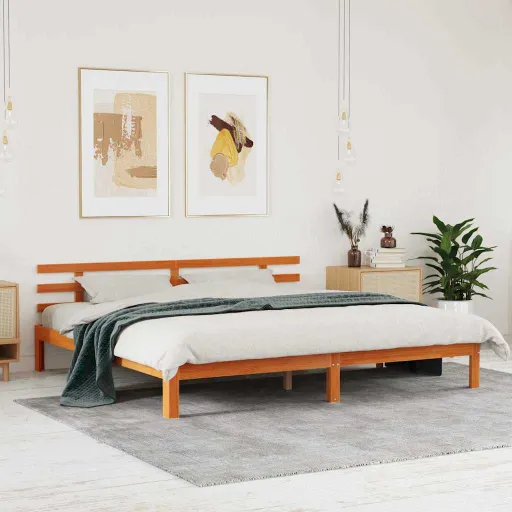 Estrutura da Cama Marrom Cera 203.5 x 205.5 x 69.5 cm