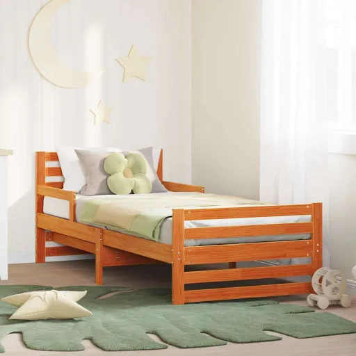 Estrutura da Cama Marrom Cera 80 x 200 cm Madeira Processada