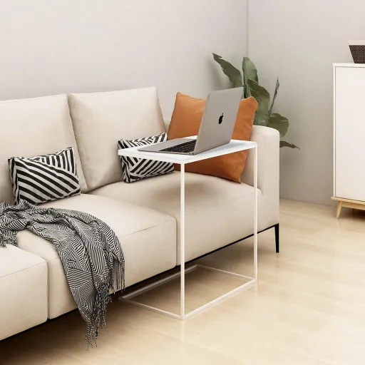 Mesa de Centro 55x35x66 cm Derivados de Madeira Branco