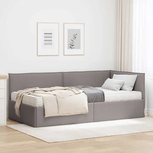 Estrutura de Cama de Canto com Colchão Manual   Veludo (2 pcs)