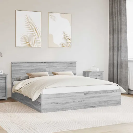Estrutura da Cama Cinza Sonoma 180 x 200 cm Madeira Processada