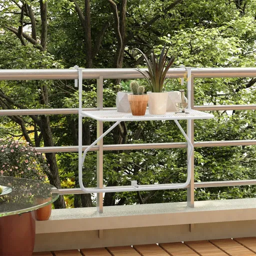 Mesa para Varanda 60x40 cm Aço Branco