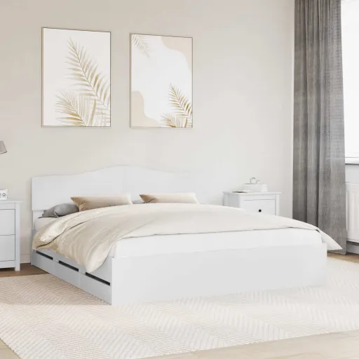Estrutura da Cama Branco 200 x 200 cm Madeira de Engenharia