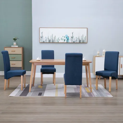 Cadeiras de Jantar   Tecido Azul (4 pcs)