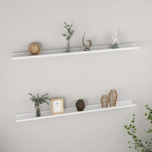 Prateleiras de Parede   115x9x3 cm Branco Brilhante (2 pcs)
