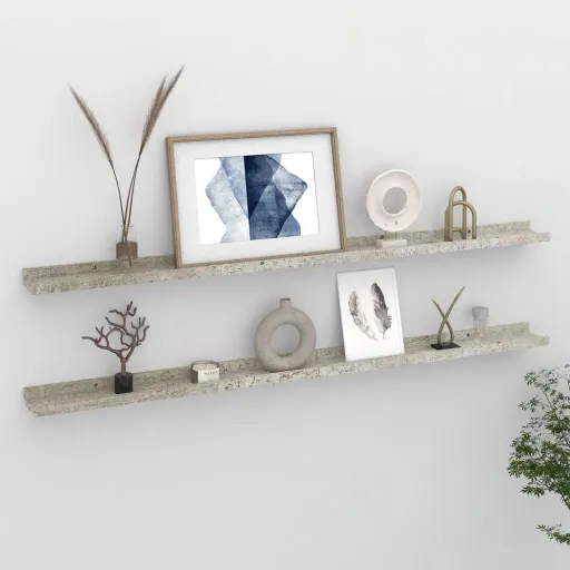 Prateleiras de Parede   115x9x3 cm Cinzento Cimento (2 pcs)
