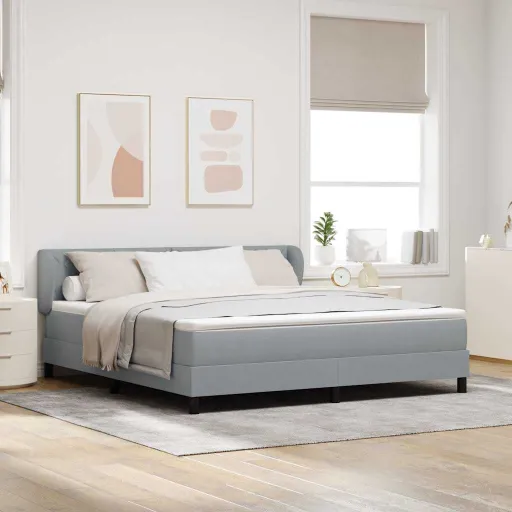 Cama Box com Colchão Cinzento-Claro 180 x 200 cm Tecido