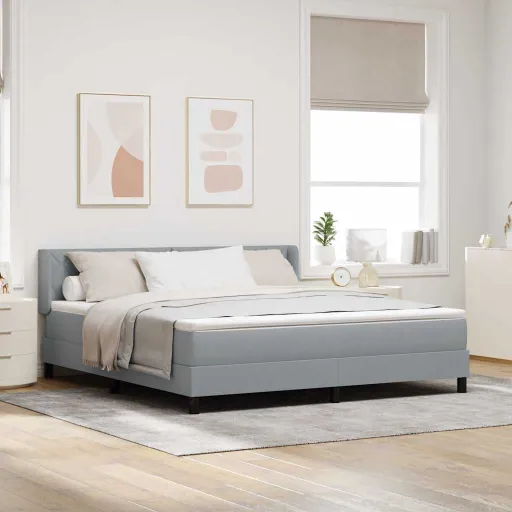 Cama Box com Colchão Cinzento-Claro 200 x 180 cm Poliéster