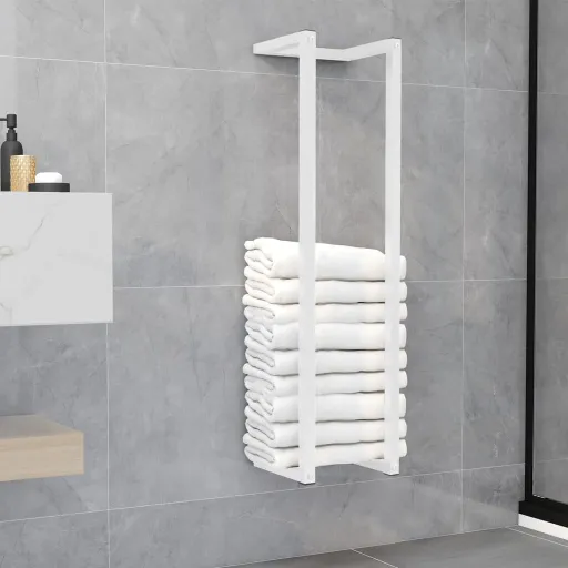Toalheiro 25x20x95 cm Aço Branco