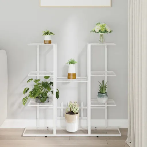 Suporte de Vasos 94,5x25x89 cm Ferro Branco