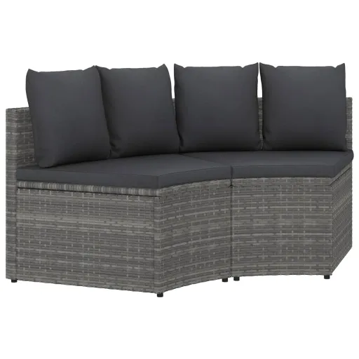 Conjunto Sofás de Jardim c/ Almofadões Vime PE Cinzento (2 pcs)
