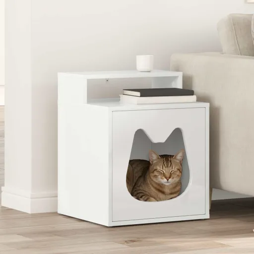 Casa para Gatos Branco Brilhante 42,5 x 40 x 53,5 cm