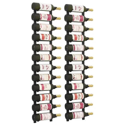 Garrafeiras de Parede para 12 Garrafas   Ferro Preto (2 pcs)