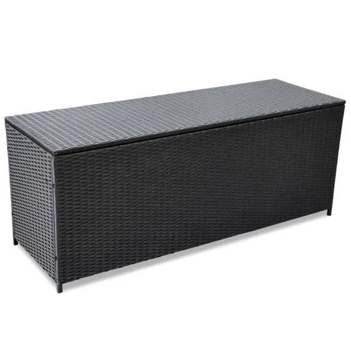 Caixa de Arrumação para Jardim 150x50x60 cm Vime PE Preto