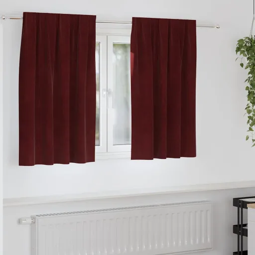 Cortinas Opacas   Vinho Vermelho 140 x 140 cm Veludo (2 pcs)