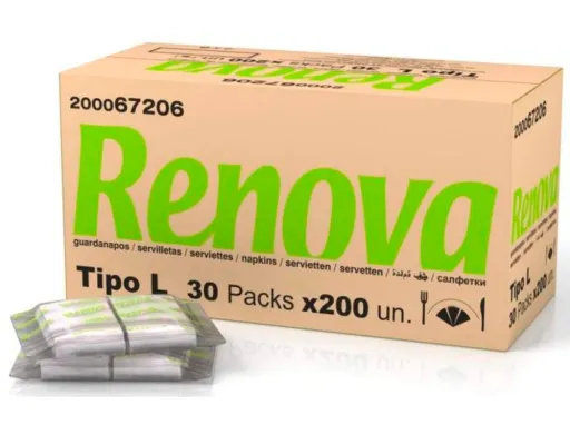 Guardanapo Renova 1 Folha Cor Branco Mini 17x17 cm Dobrado l Embalagem de 200 Unidades