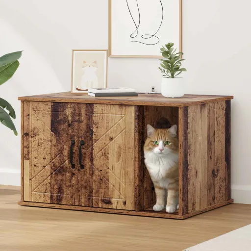 Casa para Gatos Madeira Antiga 85 x 55 x 50 cm