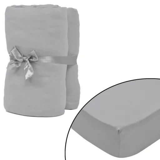 Lençóis de Cama Cinzeto 210 x 190 cm Algodão