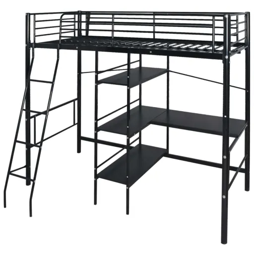 Cama com Colchão Preto 200 x 90 cm Metal