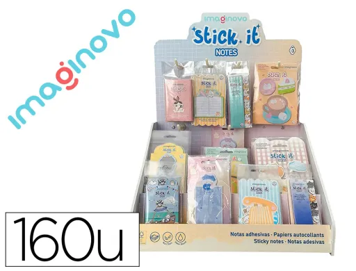 Bloco Notas Adesivas Imaginovo Expositor Secretaria Pvc 160 Unidades Sortidas 310x270x420 mm