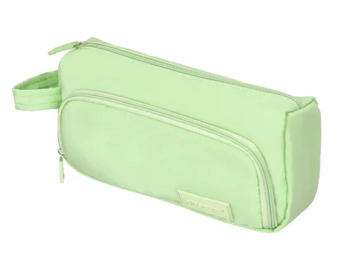 Estojo Escolar Liderpapel Minibag 2 Fechos com Bolso Interior Verde Pastel 213 x 100 x 70 mm