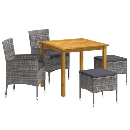 Conjunto de Jantar para Jardim Cinzento (5 pcs)