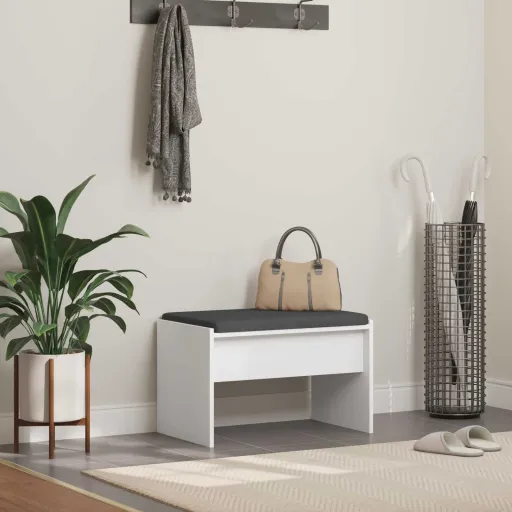 Banco de Hall com Almofada Branco 63 x 38 x 40 cm