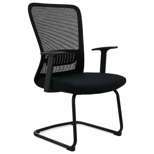 Cadeira Visitante Vision Preta Ergonómica com Base Cromada Giratória