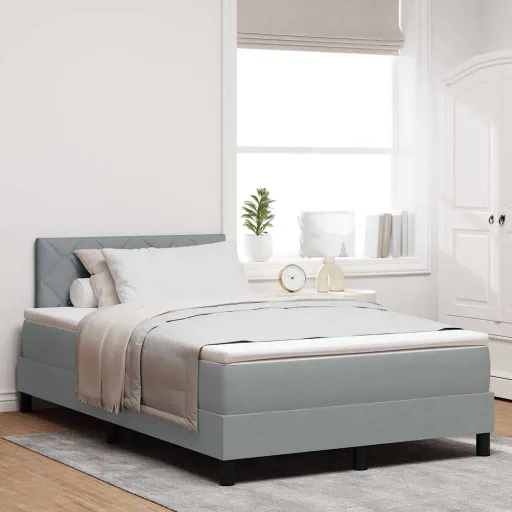 Cama Box com Colchão Cinzento-Claro 120 x 200 cm Tecido
