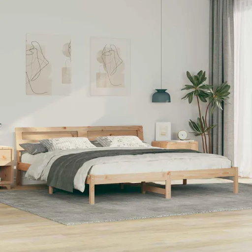 Estrutura da Cama com Cabeceira Castanho 200 x 200 cm