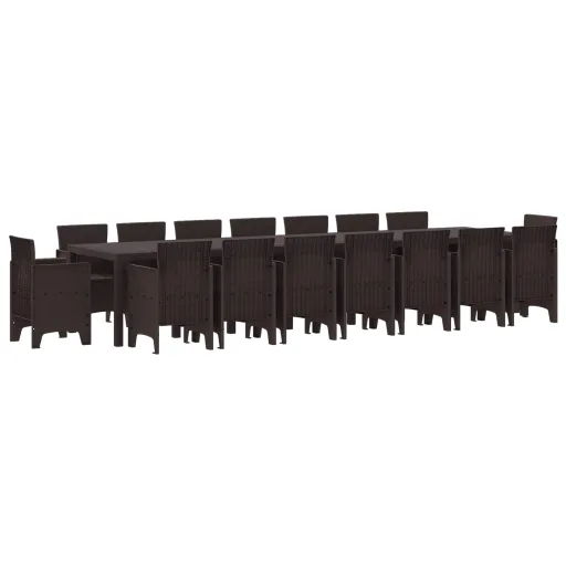 Conjunto de Jantar para Jardim com Almofadas   Castanho PP (17 pcs)