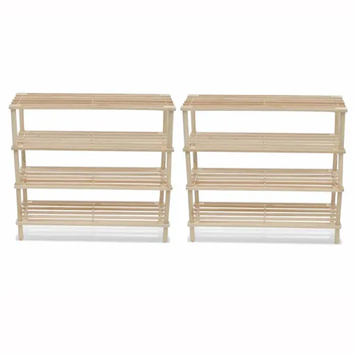 Sapateiras com 4 Prateleiras   Madeira de Abeto Maciça (2 pcs)