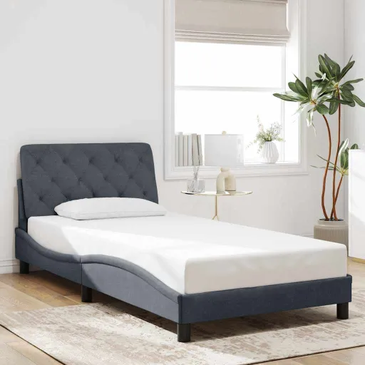 Estrutura de Cama Sem Colchão 100x203 cm Veludo Cinza-Escuro
