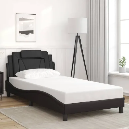 Estrutura de Cama Viana Sem Colchão 100x203cm Couro Artificial Preto