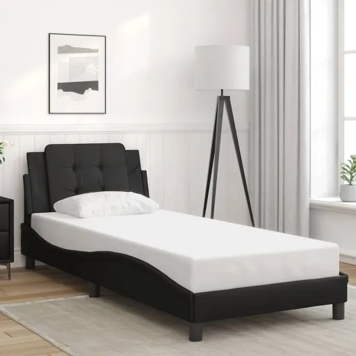 Estrutura de Cama Sem Colchão Zadar 100x203cm Couro Artificial Preto