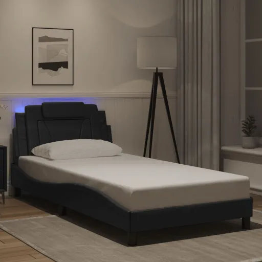 Estrutura de Cama Viana com LED Sem Colchão 100x203cm Preto