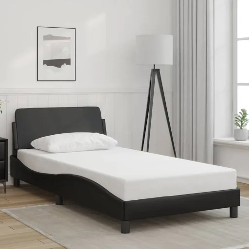 Estrutura de Cama Dover 100x203cm Couro Artificial Preto